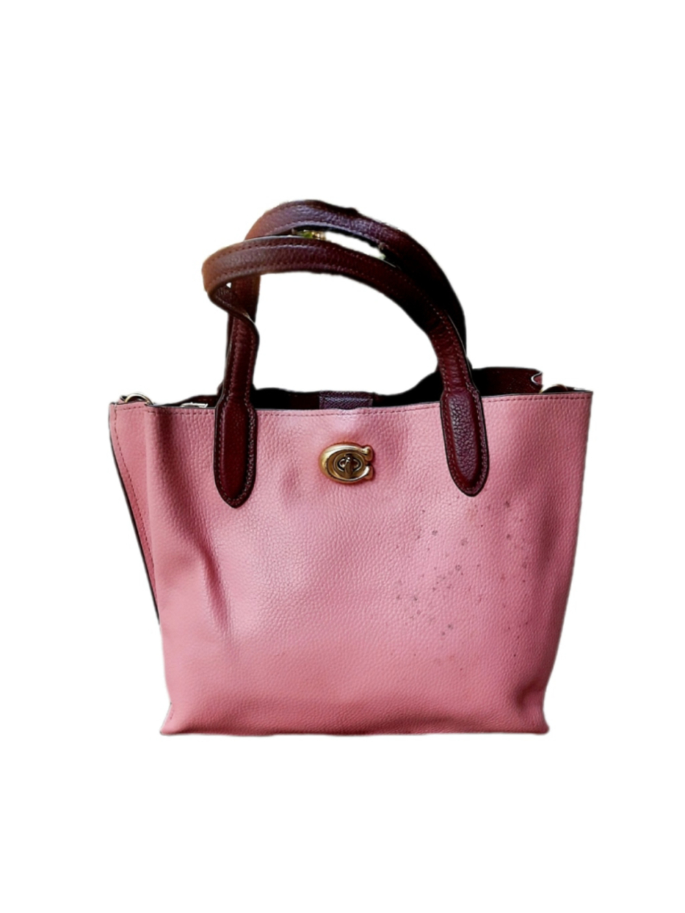 Coach Colorblock Leather Willow Tote 24 Crossbody Mauve Bubblegum Multi C8561